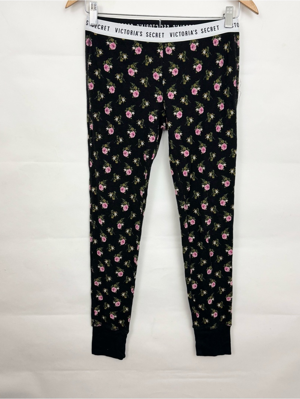 Victoria's Secret Black Floral Lounge Long John’s Logo Waist XS